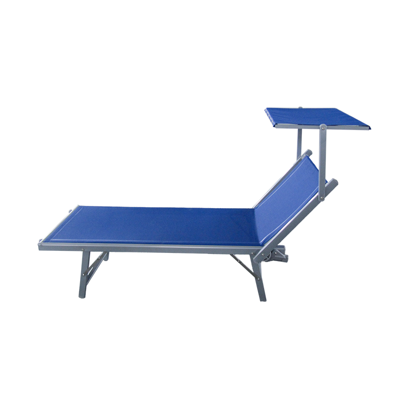 Aluminium Folding Beach Sun Sleeping Bed Beach Lounge dengan Bumbung