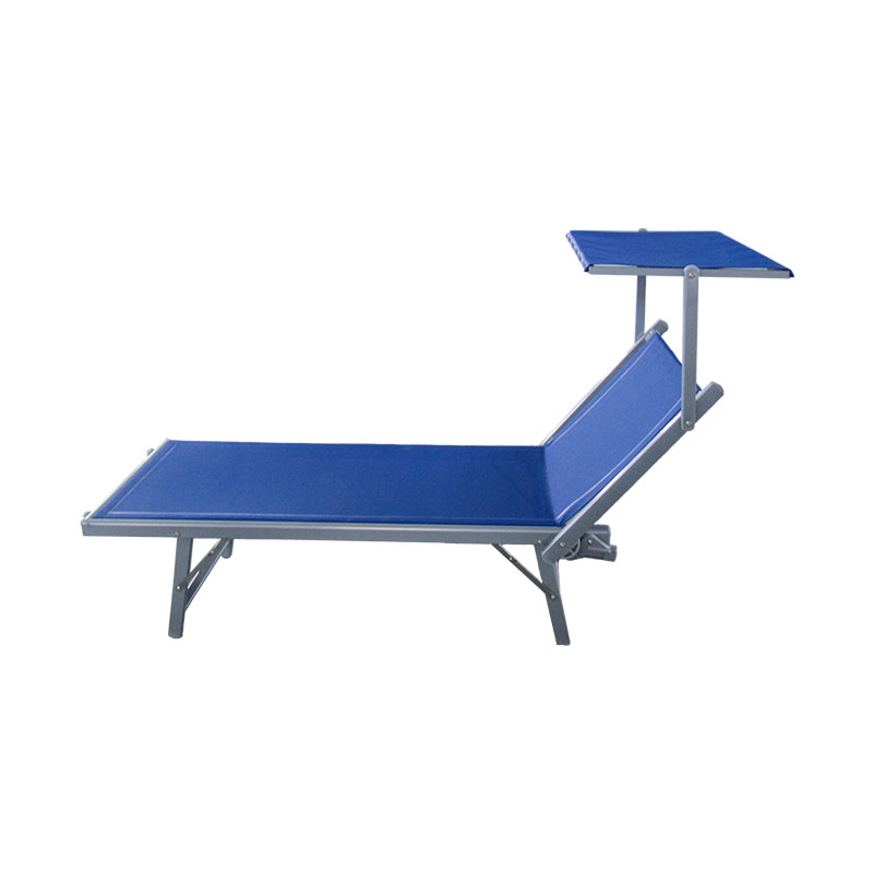 Aluminium Folding Beach Sun Sleeping Bed Beach Lounge dengan Bumbung