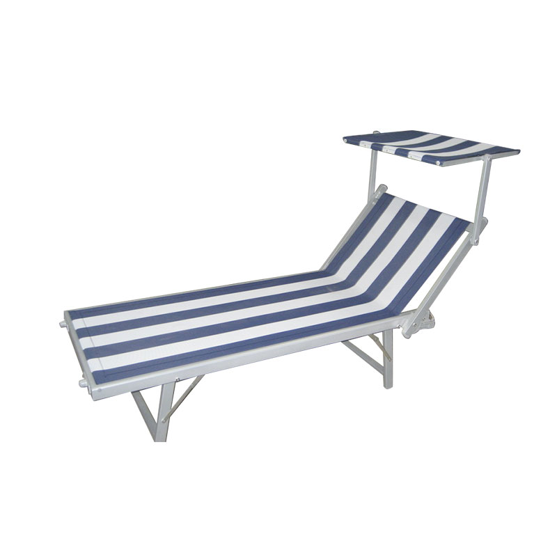 Aluminium Folding Beach Sun Sleeping Bed Beach Lounge dengan Bumbung