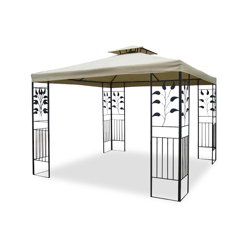 Gazebo luaran kain persegi keluli dengan jaring nyamuk